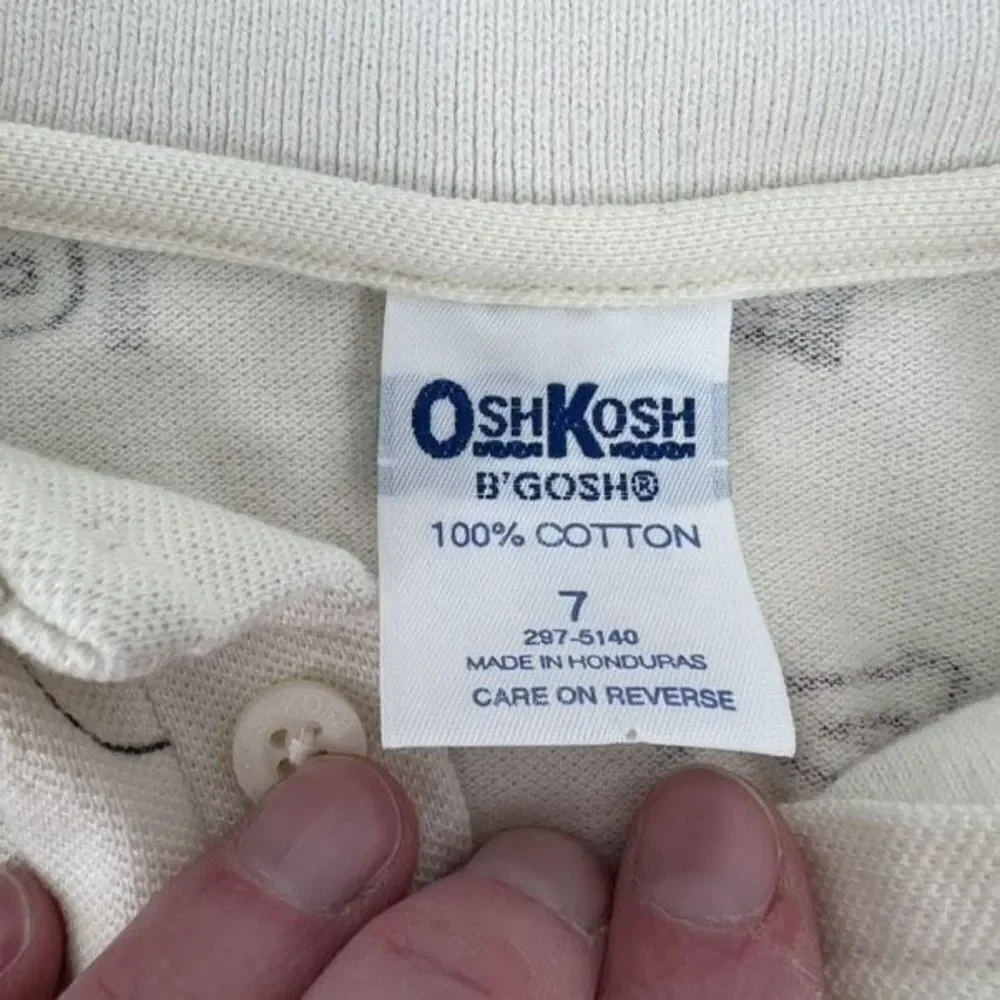 OshKosh B'gosh Kids Vintage Sweatshirt Boys Henley Sports Game‎ White 7